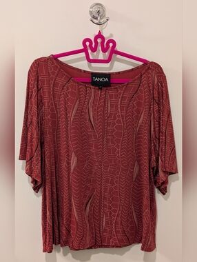 Tanoa  Brick Red Tribal Women's Tunic Top